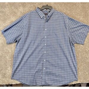 Roundtree & Yorke Mens 4XT TravelSMART Short Sleeve Button Up Plaid Shirt - FLAW